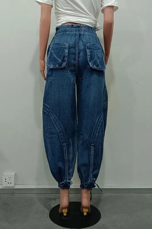 WOMEN FAHION HAREM STYLE DENIM PANTS