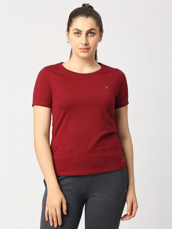 Women Maroon Solid Top - Crescent Crew-MR