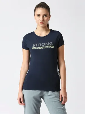 Women Navy Blue Printed Tops & T-Shirts-POWER PLAY_NY