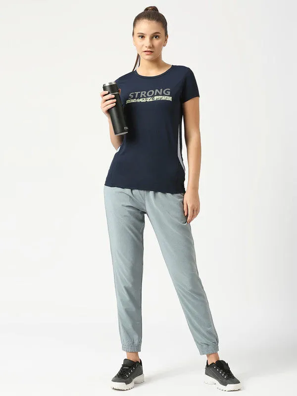 Women Navy Blue Printed Tops & T-Shirts-POWER PLAY_NY