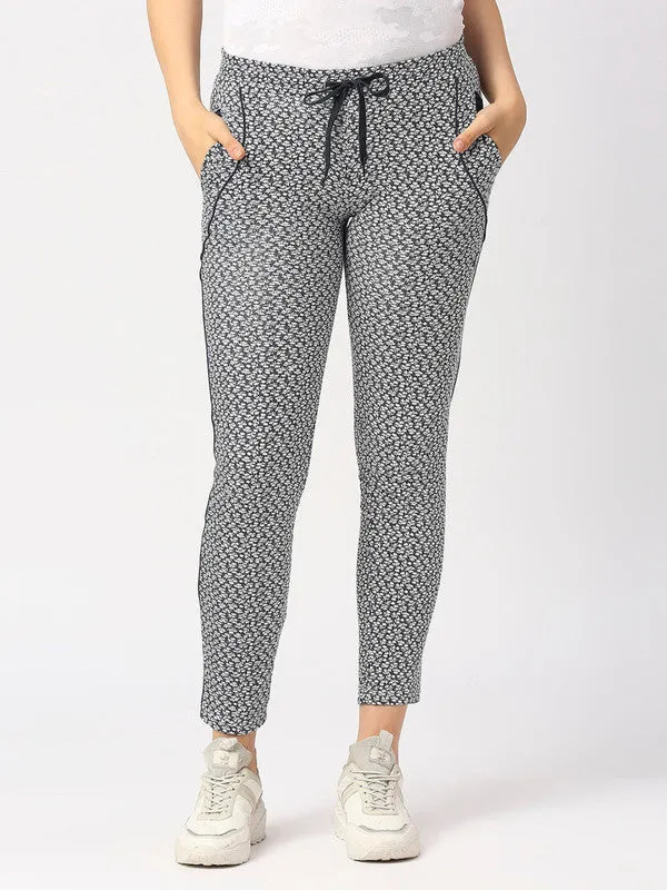 Women Navy Blue Printed Track Pant & Joggers - NEO CLASSIC TRACK-Print DP-NY