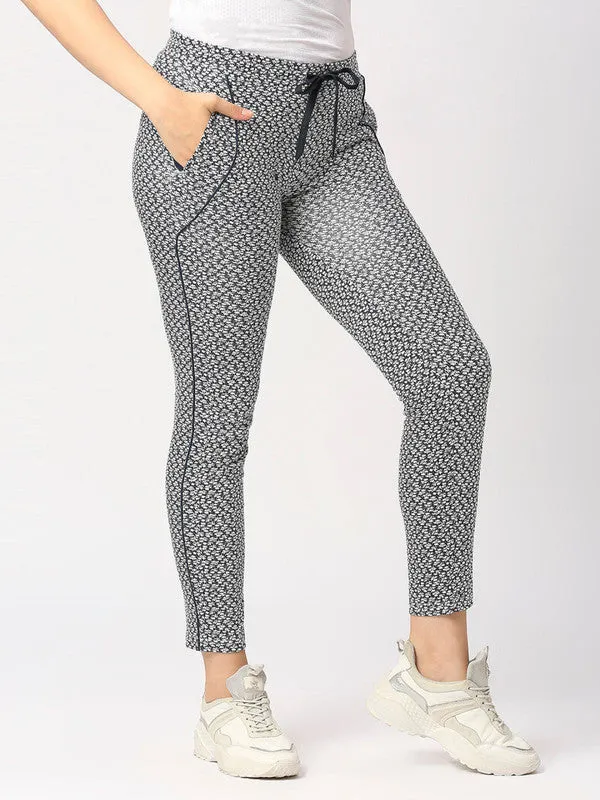 Women Navy Blue Printed Track Pant & Joggers - NEO CLASSIC TRACK-Print DP-NY