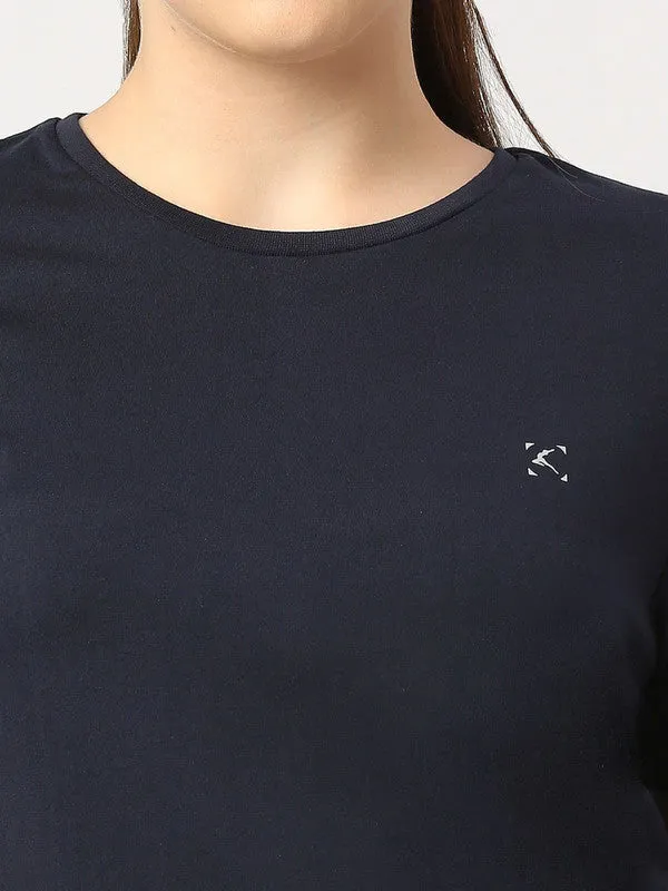 Women Navy Blue Solid Top - Rush Tee-C-NB