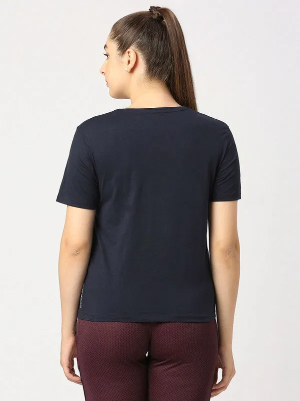Women Navy Blue Solid Top - Rush Tee-C-NB