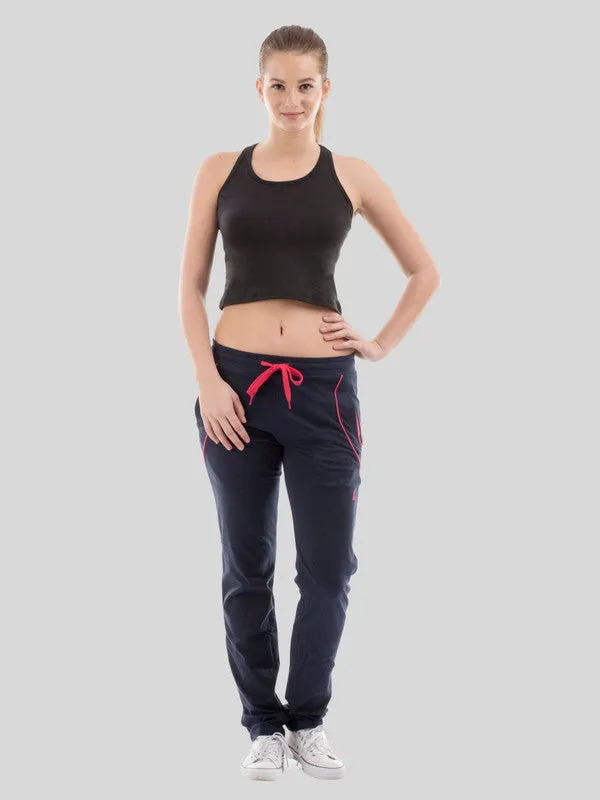 Women Navy Blue Solid Track Pants & Joggers_ NEO CLASSIC TRACK_N. Blue