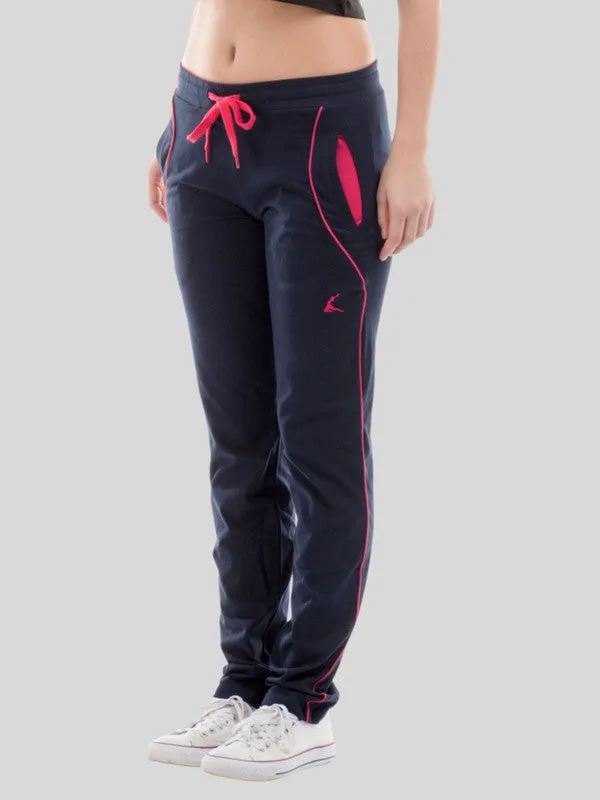Women Navy Blue Solid Track Pants & Joggers_ NEO CLASSIC TRACK_N. Blue