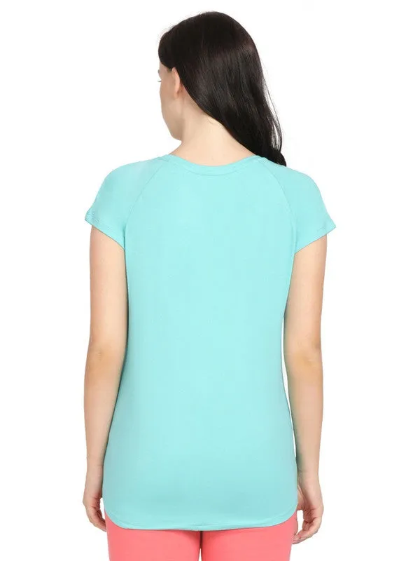 Women Neo Mint Solid Sports T-Shirt - SPACE TEE-NM