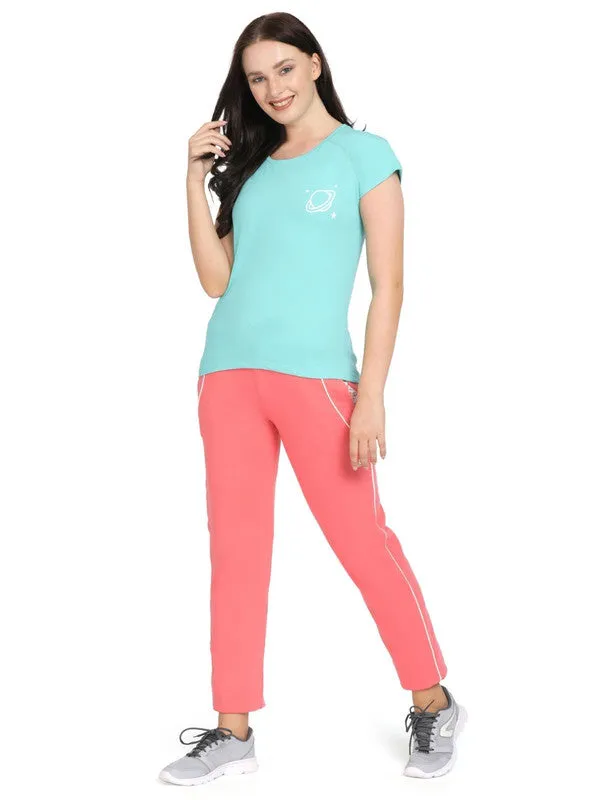 Women Neo Mint Solid Sports T-Shirt - SPACE TEE-NM
