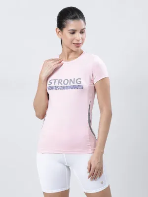 Women Pink Printed Tops & T-Shirts-POWER PLAY_PINK