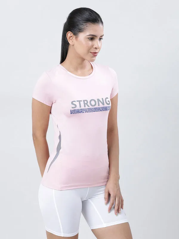 Women Pink Printed Tops & T-Shirts-POWER PLAY_PINK