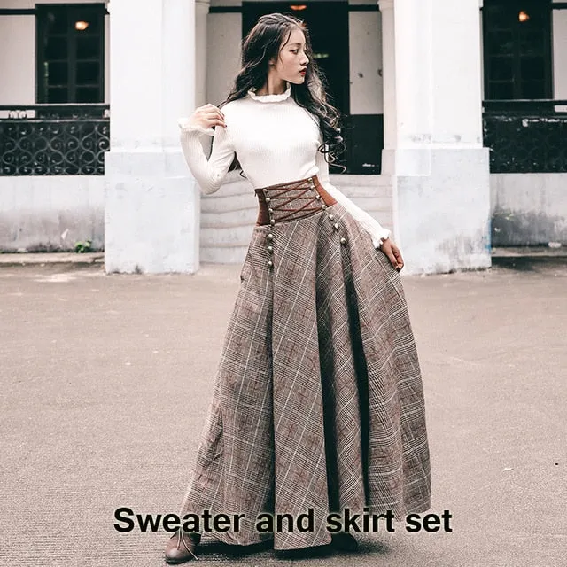 Women Two Piece Outfits Sweater Skirt