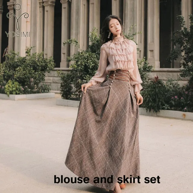 Women Two Piece Outfits Sweater Skirt