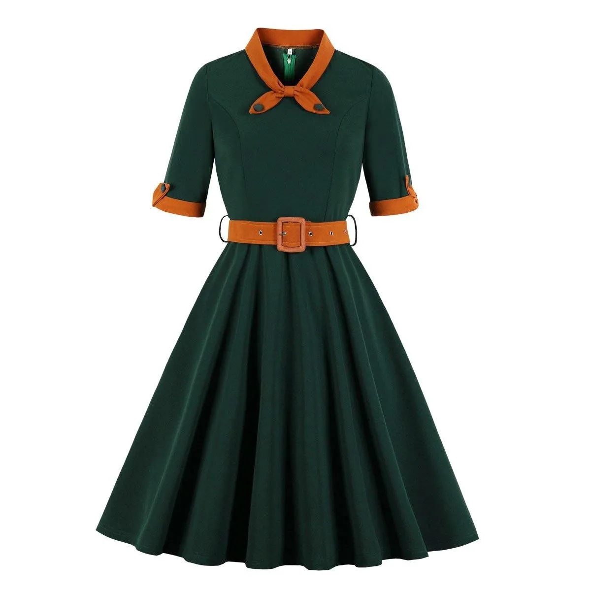 Women Vintage Short Sleeves Midi Dresses