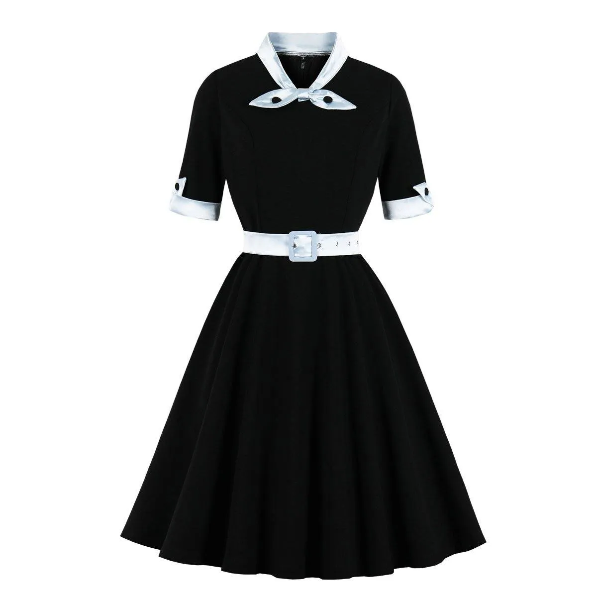 Women Vintage Short Sleeves Midi Dresses