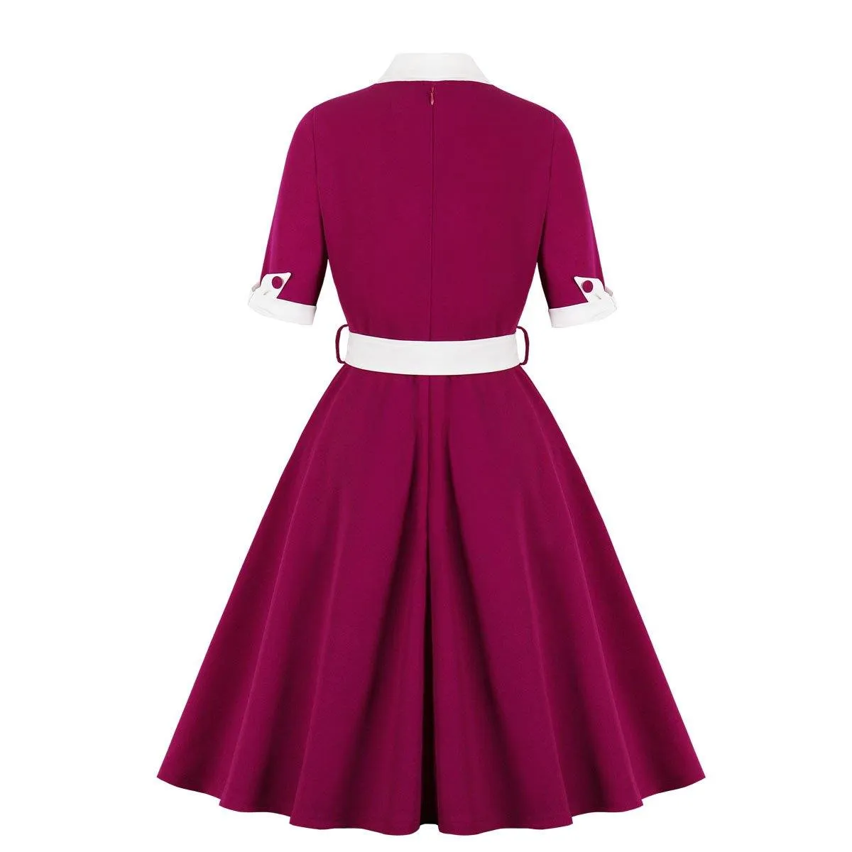 Women Vintage Short Sleeves Midi Dresses