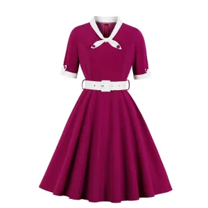 Women Vintage Short Sleeves Midi Dresses