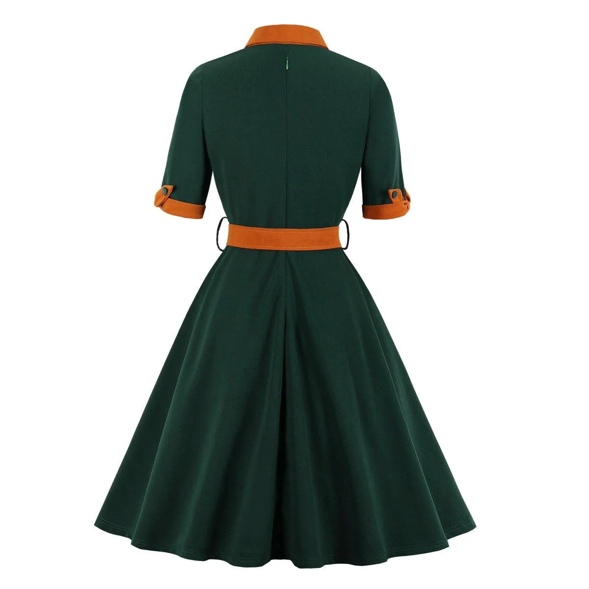 Women Vintage Short Sleeves Midi Dresses