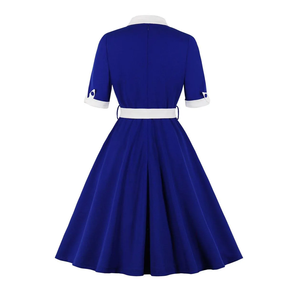 Women Vintage Short Sleeves Midi Dresses