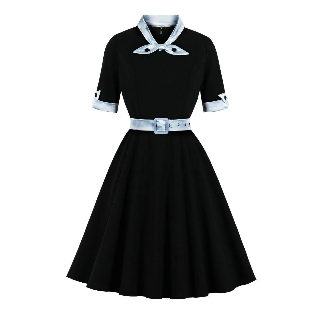 Women Vintage Short Sleeves Midi Dresses