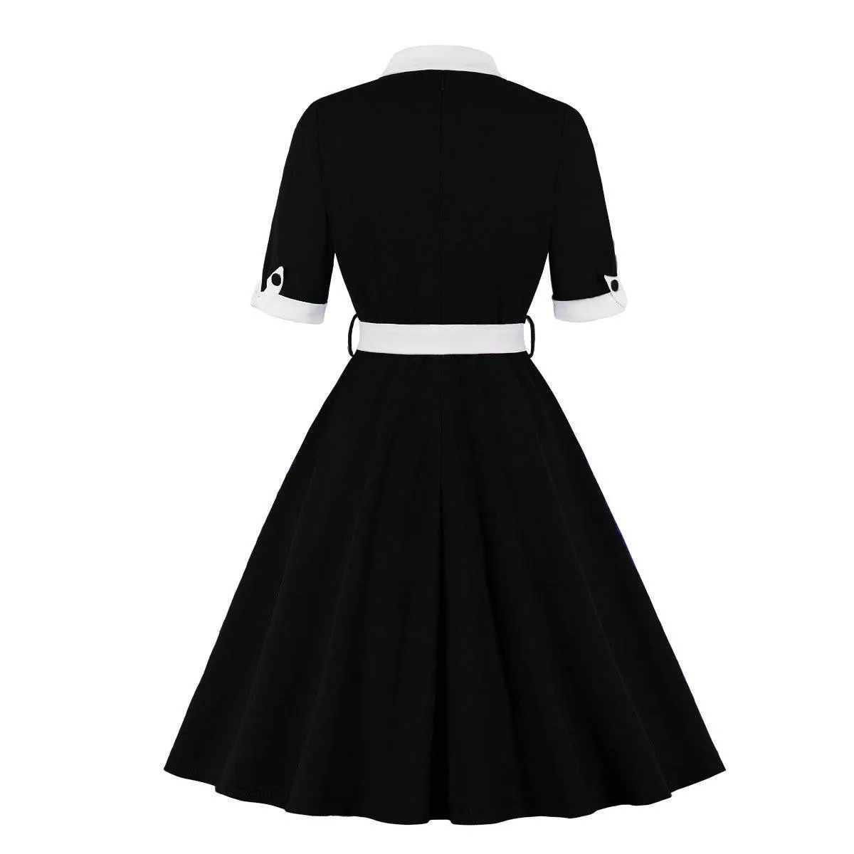Women Vintage Short Sleeves Midi Dresses