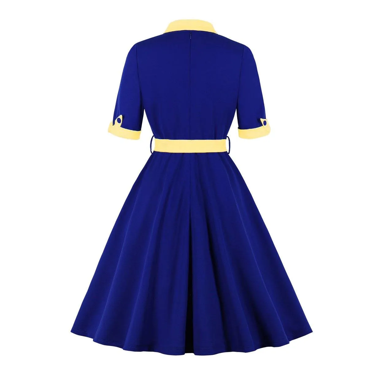 Women Vintage Short Sleeves Midi Dresses