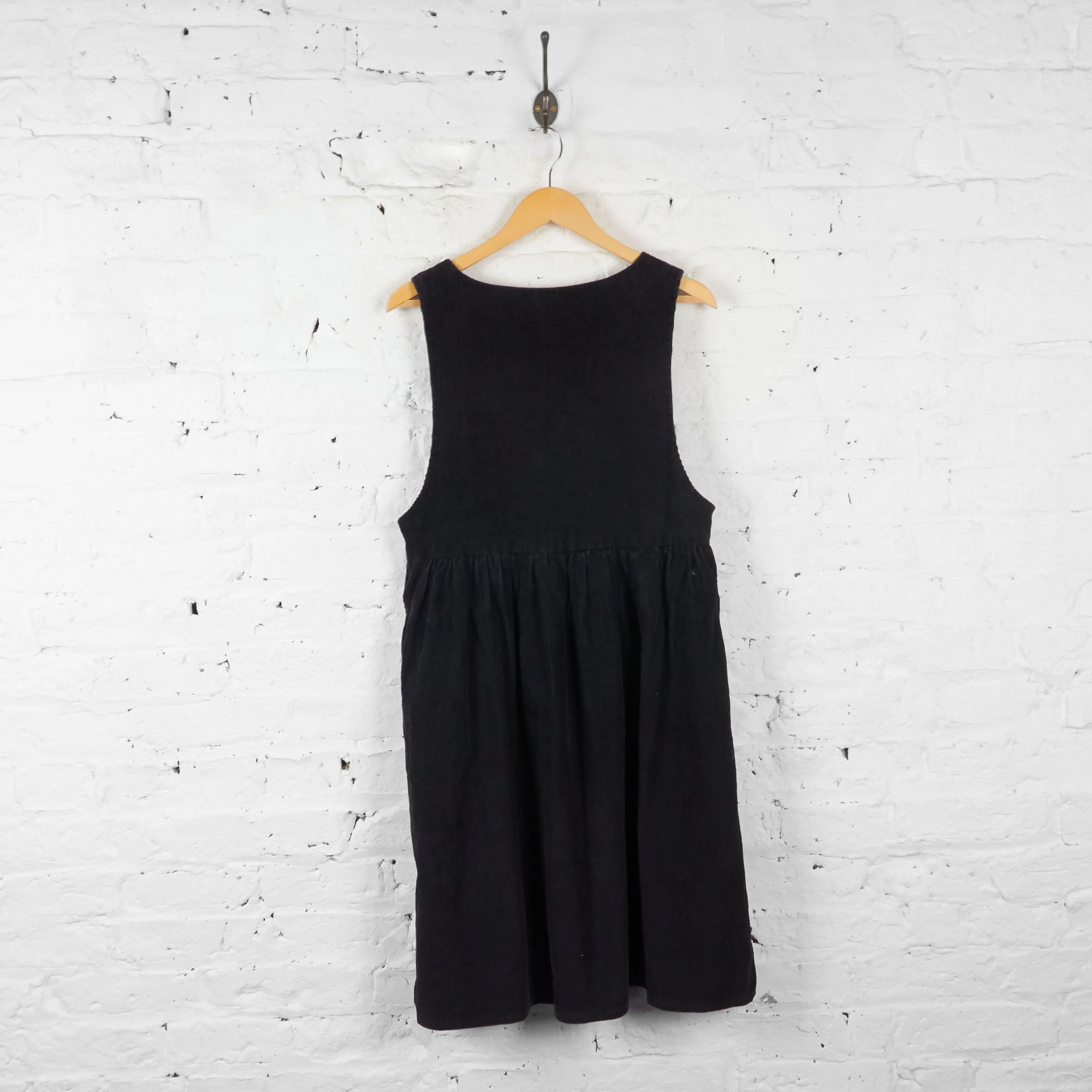 Womens Cord Pinafore Dress - Black - UK 14