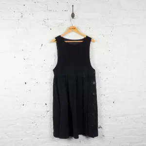 Womens Cord Pinafore Dress - Black - UK 14