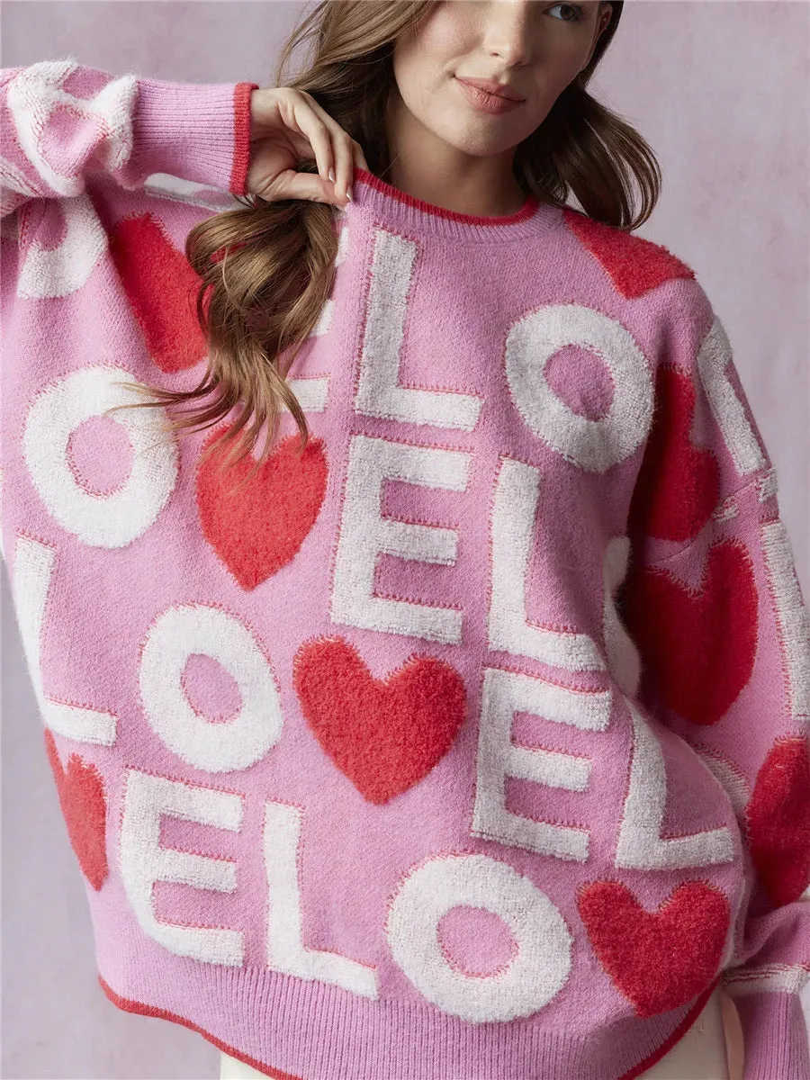 Women’s Heart Jacquard Knit Sweater