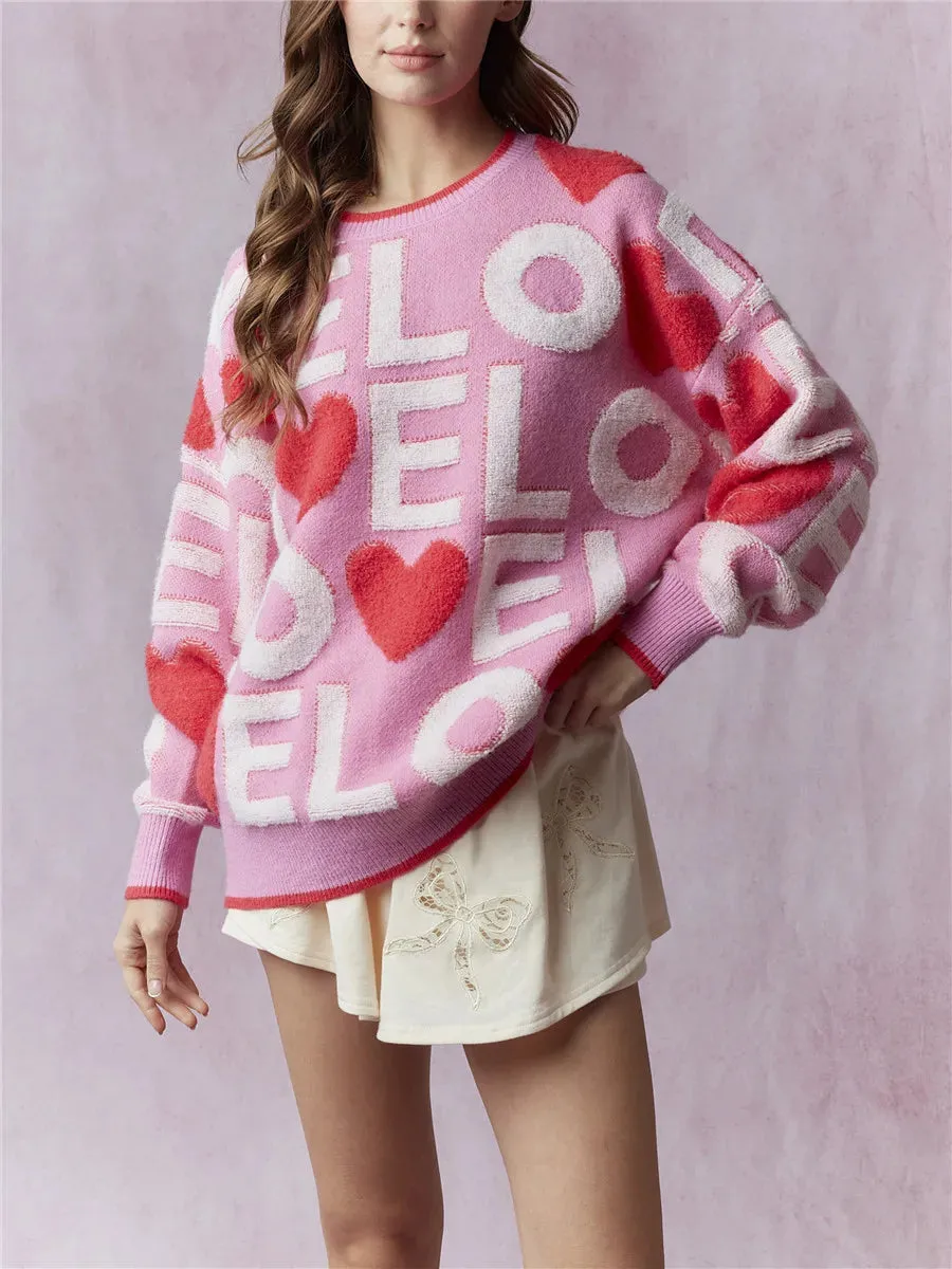 Women’s Heart Jacquard Knit Sweater