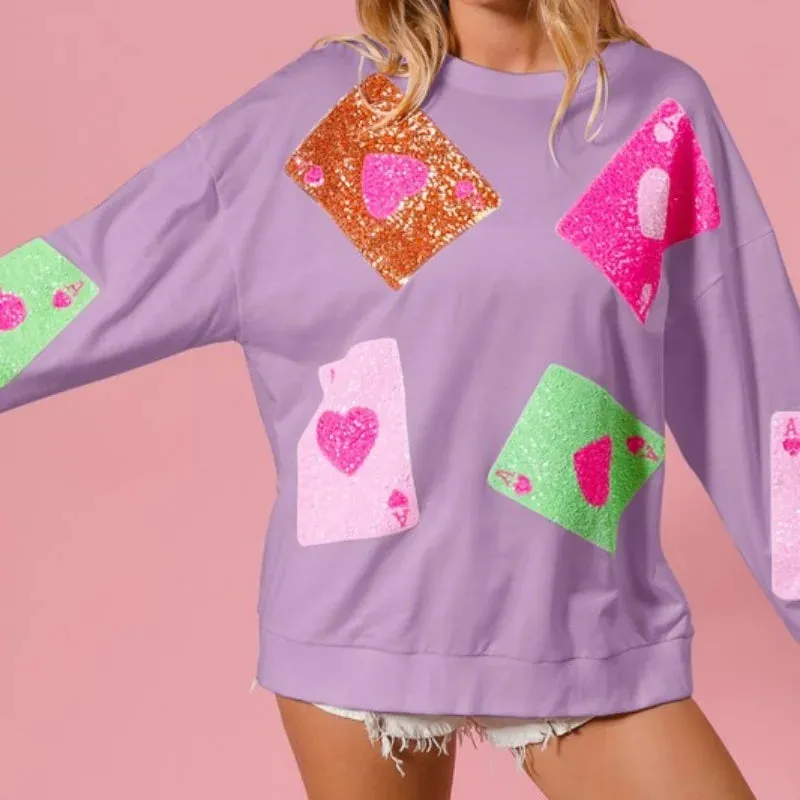 Women’s Sequin Love Heart Sweatshirt