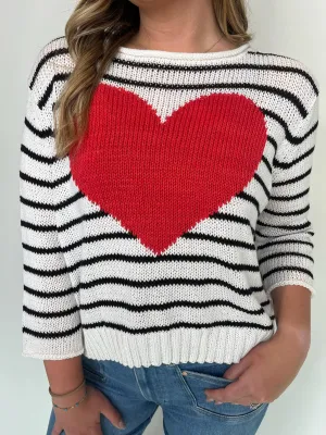 Wooden Ships Amelie Heart 3/4 Sleeve Crew