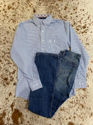 Wrangler George Strait Button Down Blue Print