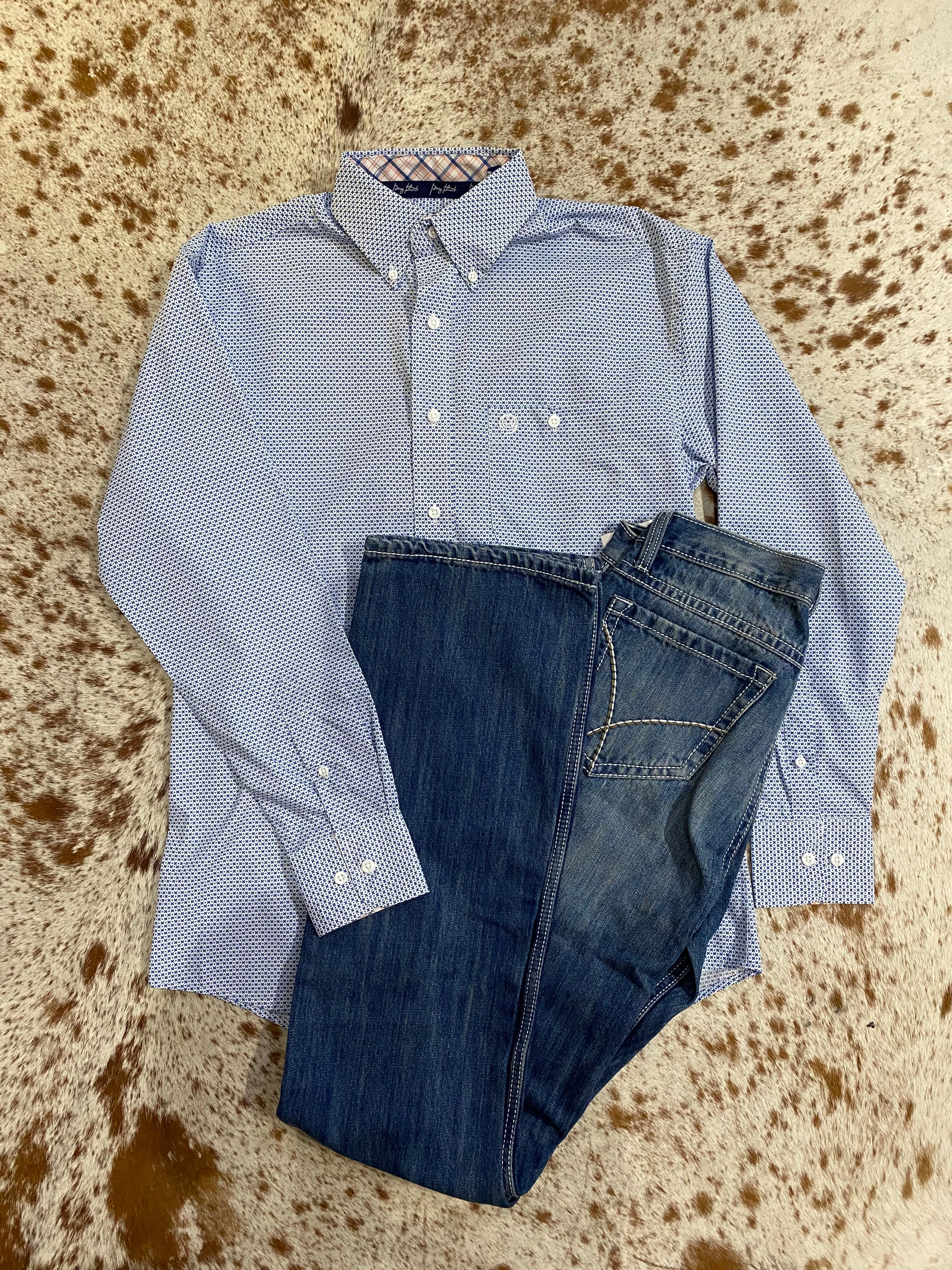Wrangler George Strait Button Down Blue Print