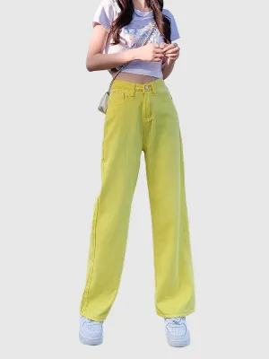 Yellow Coloured Wash Straight Denim