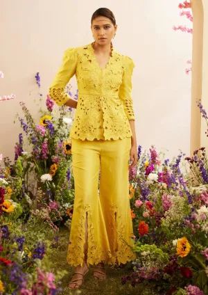 Yellow cutwork bell bottoms