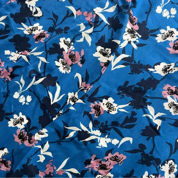 ZARA Cobalt Blue Pastel Pink Floral Handkerchief Asymmetrical Midi Modest Skirt