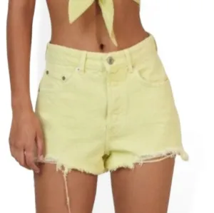 ZARA Trafaluc Yellow Frayed distressed raw hem  cut off jean Size 4